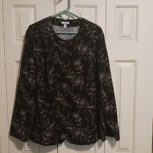 Croft & Barrow Black and Purple Floral Blouse